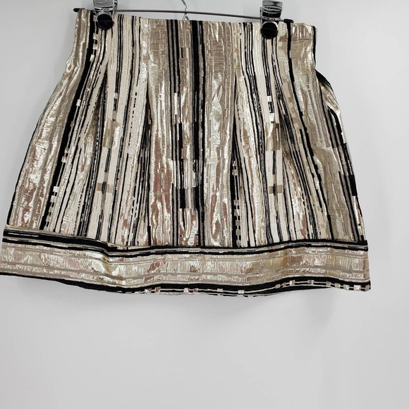 PACCIO womens M NWT gold & black metallic fit & flare mini skirt - Picture 1 of 5